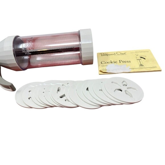 Pampered Chef 1525 Vintage Retired Cookie Press 16 Pattern Complete Disc Set NEW - Picture 8 of 16